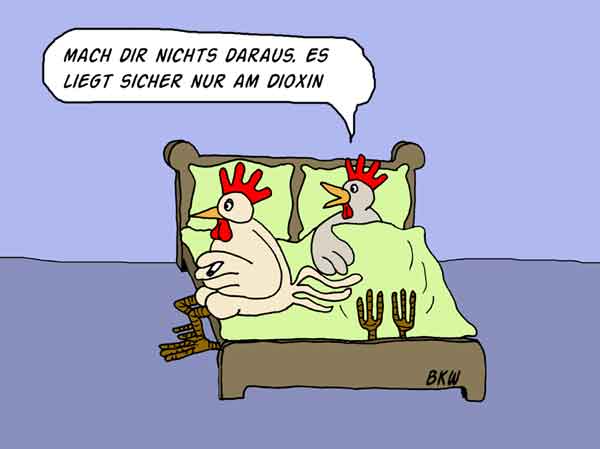 Cartoon: Dioxin im Hhnerfutter