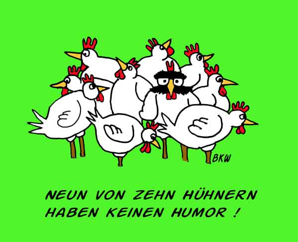 Karikatur: Hhner mit Humor