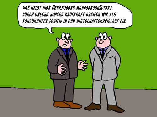 Cartoon Gehlter der Manager und Banker