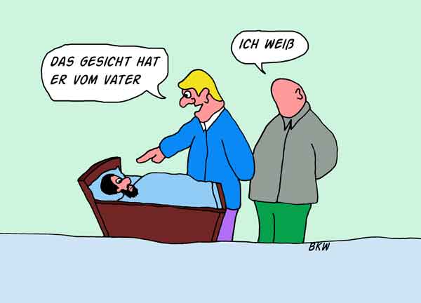 Cartoon Baby in der Krippe